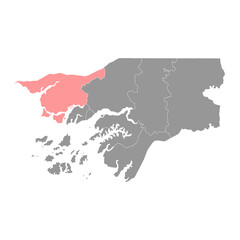 Cacheu region map, administrative division of Guinea Bissau. Vector illustration.