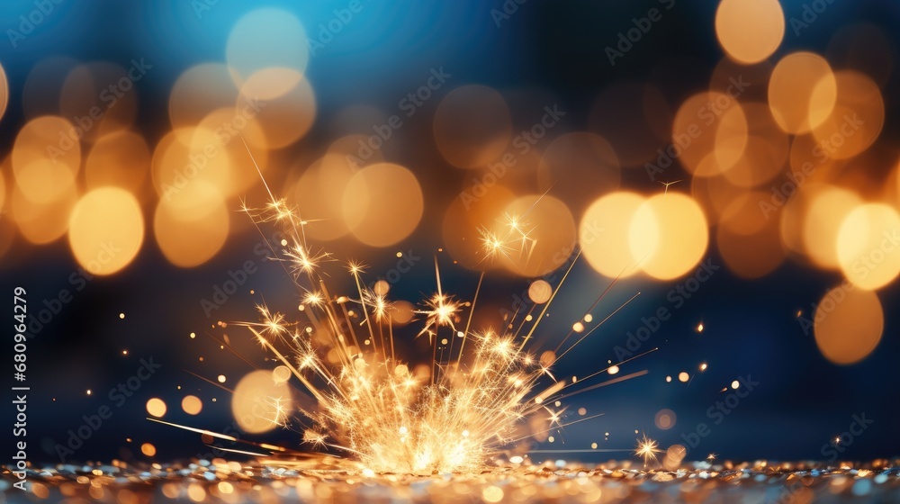 Poster fireworks close up with hazy lights. generative ai.