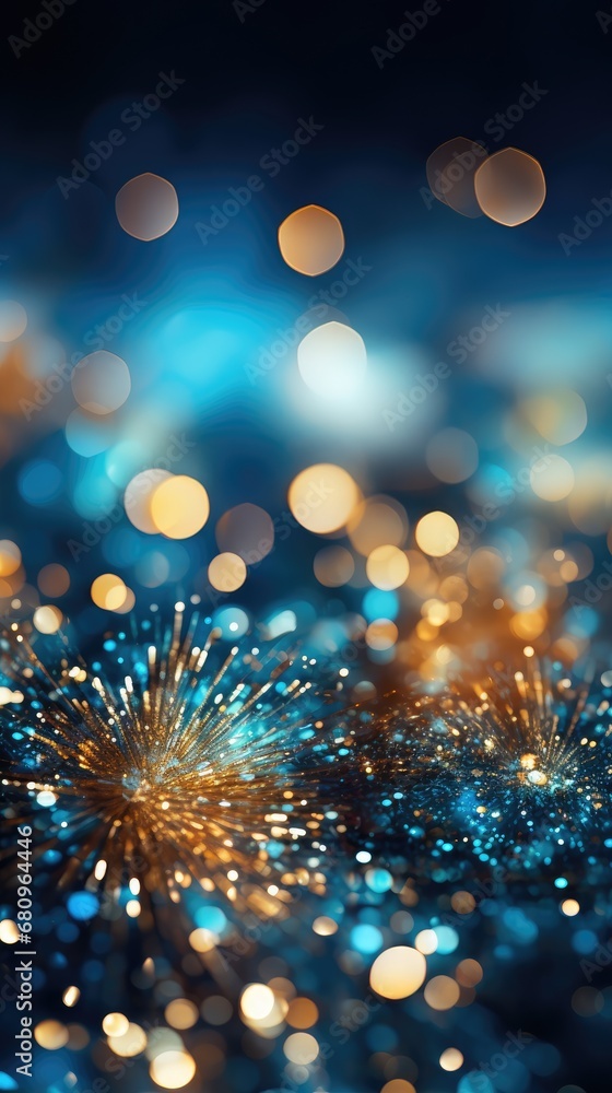 Poster fireworks close up with hazy lights. generative ai.
