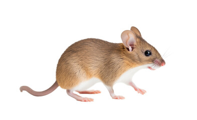 Active little mouse with keen eyes isolated on transparent white