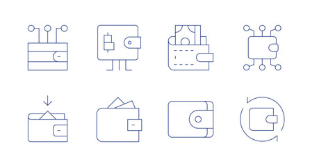 Wallet icons. Editable stroke. Containing digital wallet, wallet, online wallet, transaction.