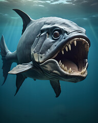 Agressive prehistoric fish in the ocean