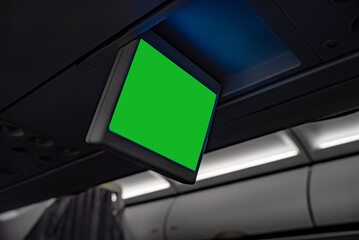 Monitor on an airplane. Green screen for your insert.