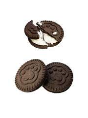  chocolate cookies with filling inside