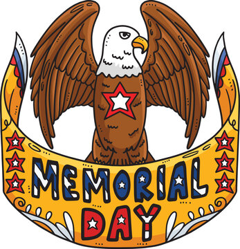 Memorial Day with American Eagle Cartoon Clipart