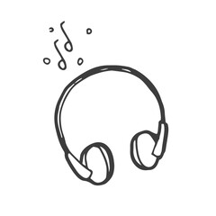 headphone icon vector doodle. sketch in doodle style. music concept
