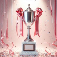 gold cup isolated on  pink background