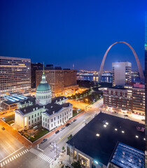 St. Louis, Missouri, USA Downtown Cityscape with the Arch and Courthouse
