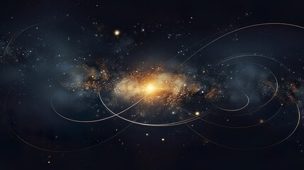 cosmic background with golden glitter dark blue sky, galaxy, universe - obrazy, fototapety, plakaty