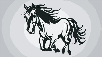 2D  sketch of horse cartoon character with bold line on the white background