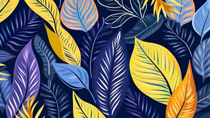 flowers and foliage tropical leaves colorful pattern spring summer background