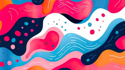 Colorful liquid splatter and fluid shapes background for summer collection