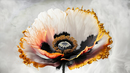 Abstrakcyjny kolorowy kwiat maku, tło kwiatowe. Generated AI - obrazy, fototapety, plakaty
