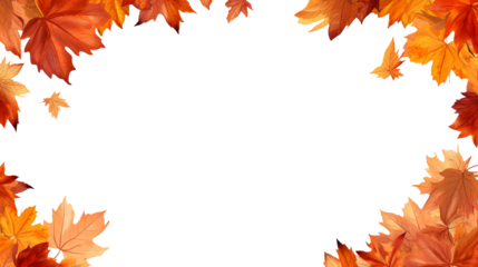 Leaves frame with copy space isolated on transparent or white background, png