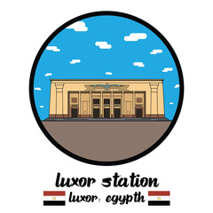Circle Icon line Luxor Station. vector illustration
