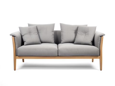 Gray sofa isolated on transparent or white background, png