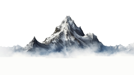 Snow capped mountains isolated on transparent or white background, png