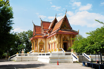 Ancient ubosot ordination hall and antique church chapel for thai people travel visit respect...