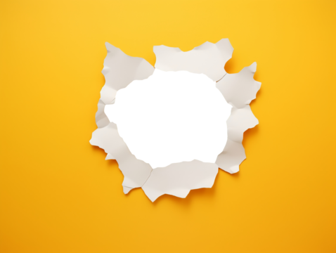Torn paper hole ripped edge isolated on transparent or white background, png