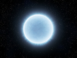 Sirius star in outer space. The blue giant closest to the Sun isolated on a black background.