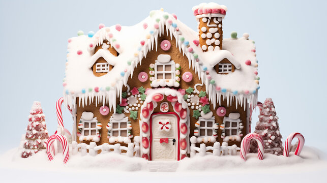 Gingerbread House on Isolated White Background 