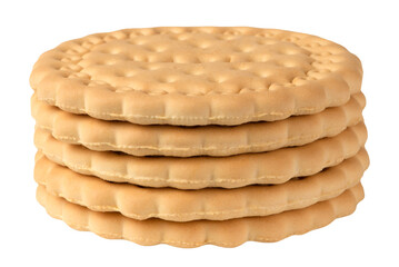 A pile of shortbread cookies isolated on a transparent background.