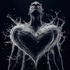 heart of water splash on simple background