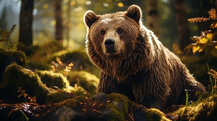 Obraz premium A wild adult Brown Bear Ursus Arctos in a summer