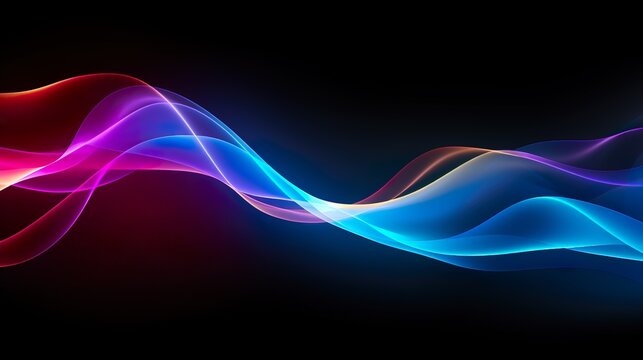 A colorful light wave spectrum artistic beam on a dark background.