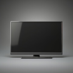 A television on a black and dark gray background, featuring minimal retouching, minimalistic and clean design with stylish, smooth surfaces.
