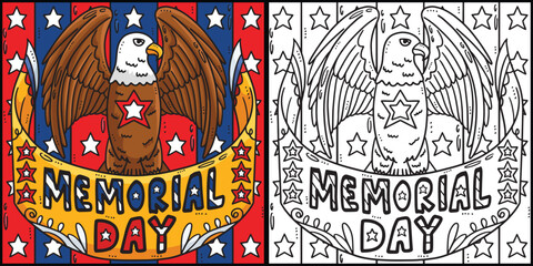 Memorial Day Coloring Page Colored Illustration