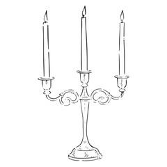 A line drawn candelabra in a sketchy style. Created using Procreate and apple pencil. - obrazy, fototapety, plakaty