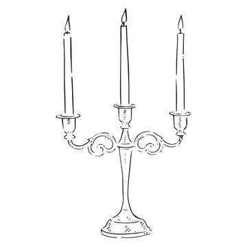 A line drawn candelabra in a sketchy style. Created using Procreate and apple pencil.