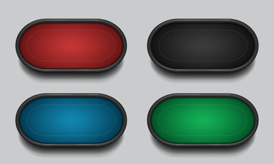 Poker tables of different colors. Vector illustration.