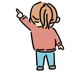 指差しで説明をする女の子の全身イラスト
