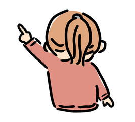 指差しで説明をする女の子の上半身イラスト
