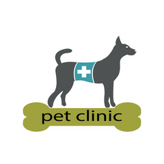 Pet clinic, veterinary doctor icon or emblem. Dog medical service, vet doctor practice or veterinary clinic vector sign