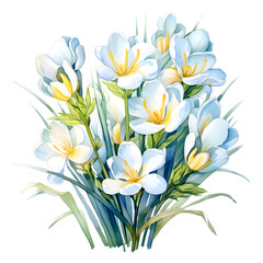 Fototapeta na wymiar Freesias, Flowers, Watercolor illustrations