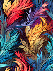 Colorful Feathers In Different Colors - Retro 80s seamless pattern
