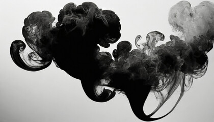 abstract black puffs of smoke swirl overlay on transparent background pollution royalty high...