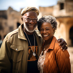Joyful Senior Couple Enjoying European Travel Adventure