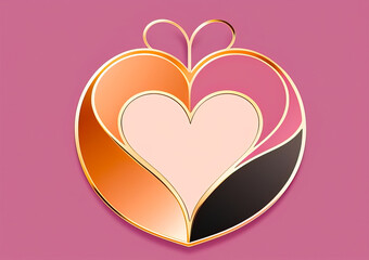 Illustration black heart shape mixed with pink rose background