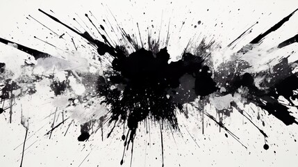 An abstract paint splatter frame in black and white