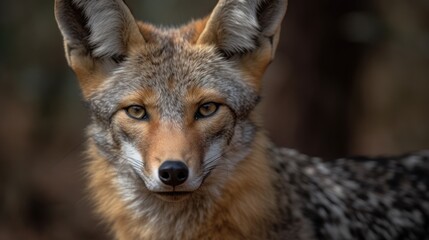 Portrait of a black-backed jackal (Canis mesomelas). Wildlife Concept. Wilderness. - Powered by Adobe