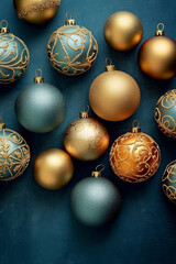 Christmas Ball Decorations on Blue