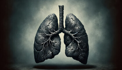 Burned out lungs of a chain smoker, cigarette cancer lungs