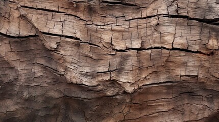 Seamless tree bark background texture closeup. Tileable panoramic natural wood oak, fir or pine forest woodland surface pattern. Rustic detailed dark reddish brown wallpaper backdrop