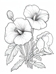 Fototapeta premium Flower Coloring book page black and white