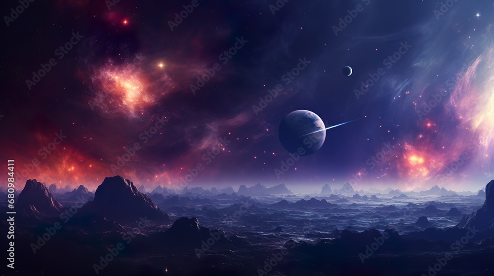 Wall mural nebula and galaxies in space. abstract cosmos night background