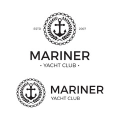 Fototapeta premium Marine Yacht Club Logo Anchor Nautical retro emblem logo vector